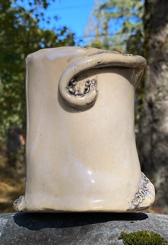 Blue glaze red clay Flossy Roxx Octopus Tentacle Pottery mug cup coffee cup Ceramic OctoHat