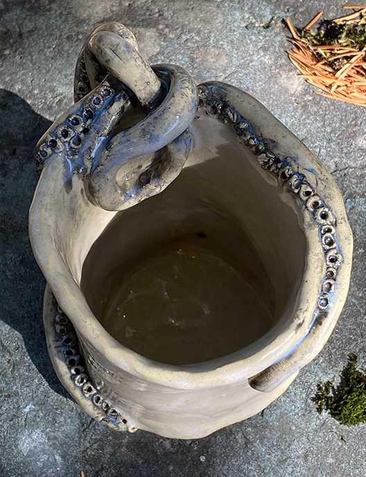 Blue glaze red clay Flossy Roxx Octopus Tentacle Pottery mug cup coffee cup Ceramic OctoHat